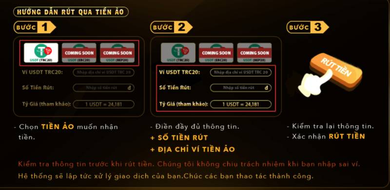 Hướng Dẫn Rút Tiền Tại Go88 Về Ngay Chỉ 1 Phút 6 Rút Tiền Bằng Tiền Ảo (Crypto)